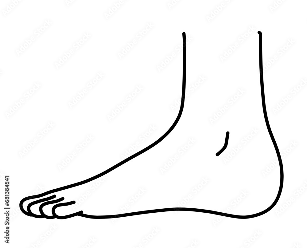 横から見た人間の足のシンプルなイラスト