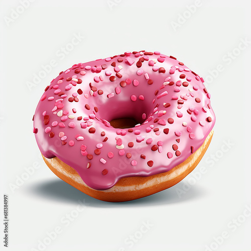 Realistic donut with pink glaze isolated on white background. © Виктория Татаренко