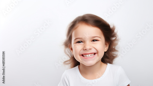 Child with a toothy smile enjoying good mood isolated on white background. Dental care. Dentistry concept.