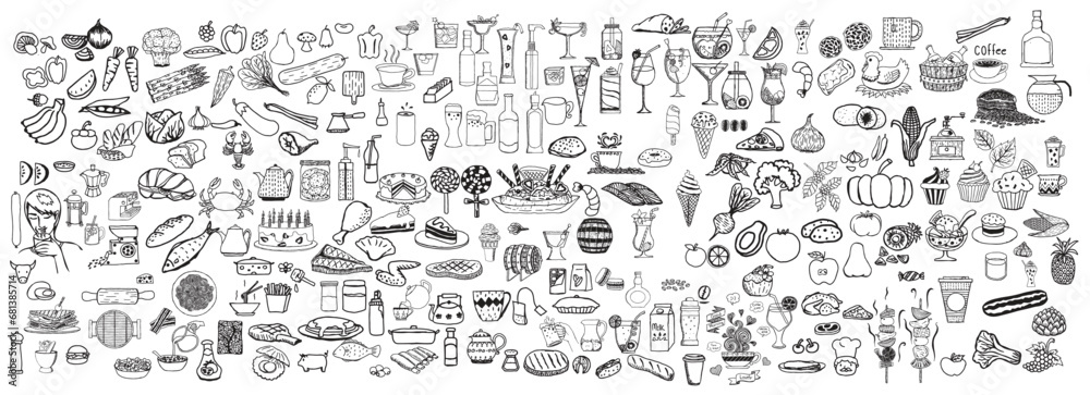 Food and drink vector illustration. food and drink large - obrazy, fototapety, plakaty 