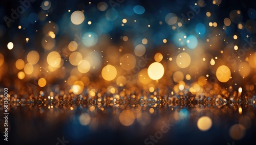 bokeh blurry background with golden lights - celebration festive wallpaper