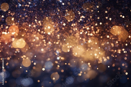 background with golden glittery lights on blurry background - Christmas Holiday wallpaper - birthday celebration background