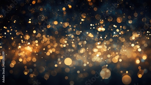 Golden sparkles blurred christmas lights - wedding holiday wallpaper - black and gold photo