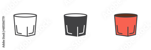 Whiskey glass different style icon set