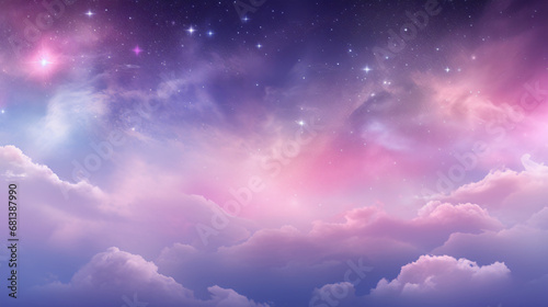 Abstract starlight and pink and purple clouds