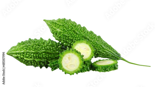 bitter gourd with sliced isolated on white background photo