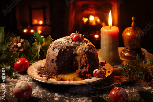 Traditional British Christmas pudding is a make-ahead, steamed, fruit filled dessert, also known as plum pudding. Beautiful culmination of British Christmas dinners