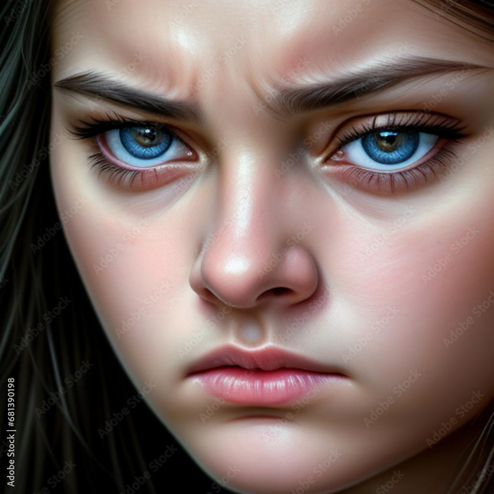 Portrait of an angry annoyed young woman. Generative AI Portrait of an angry annoyed young woman. Generative AI
