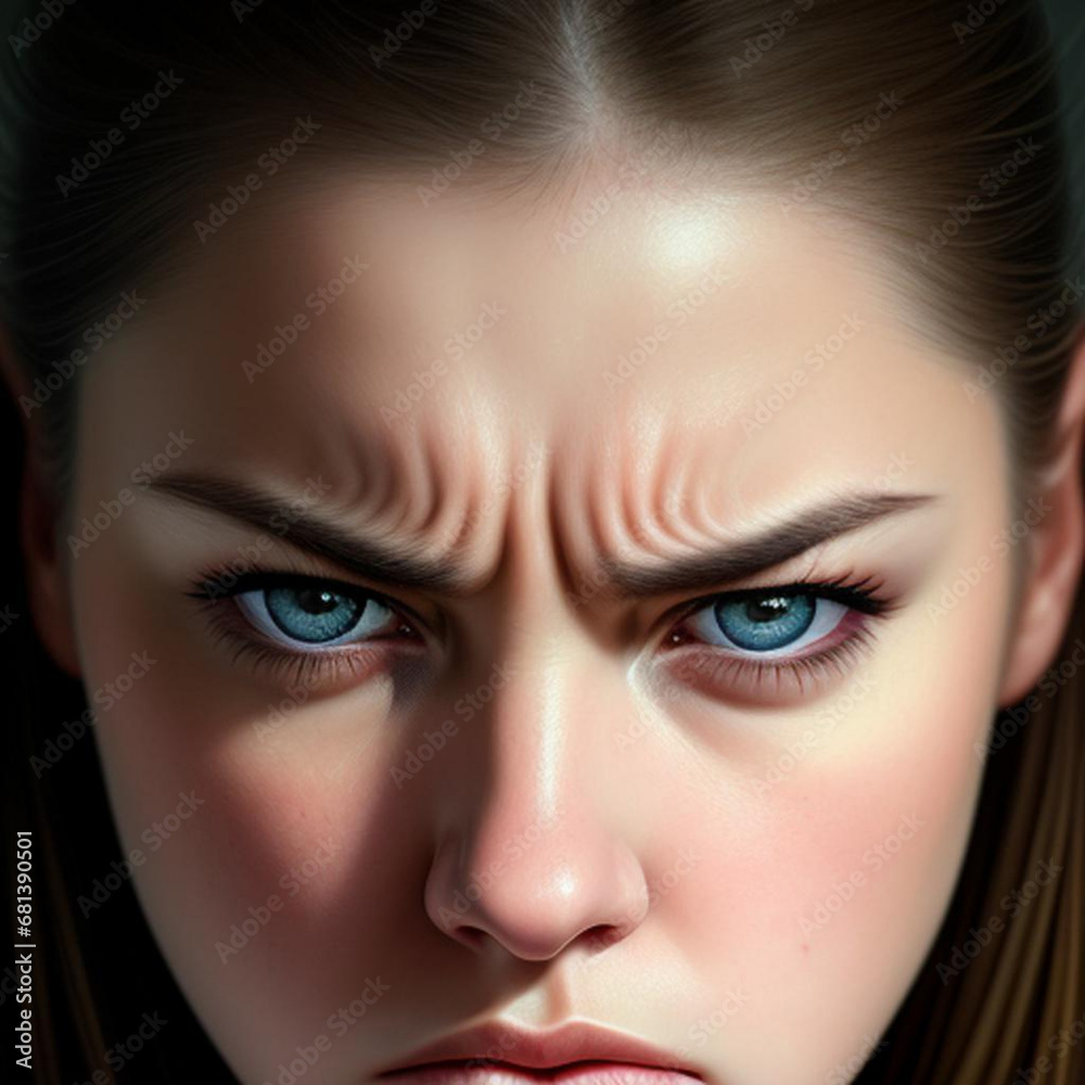 Portrait of an angry annoyed young woman. Generative AI Portrait of an angry annoyed young woman. Generative AI