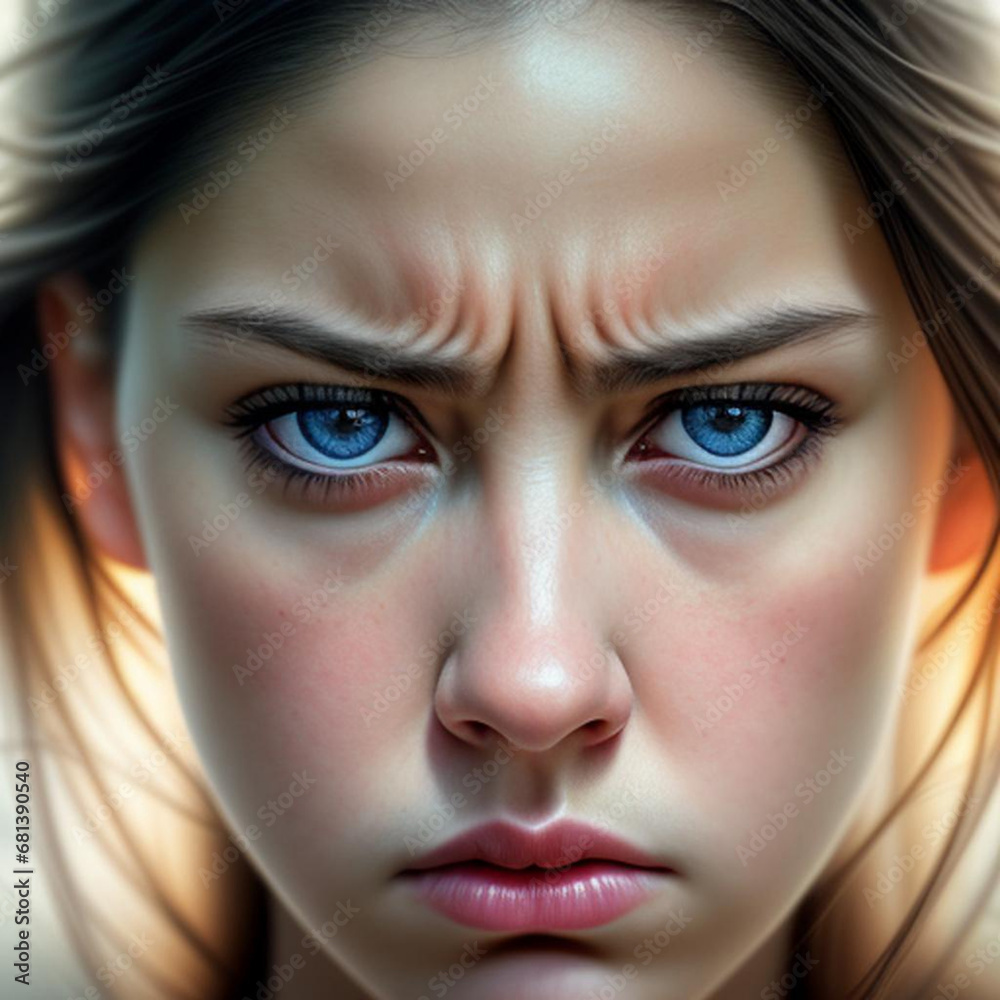 Portrait of an angry annoyed young woman. Generative AI Portrait of an angry annoyed young woman. Generative AI