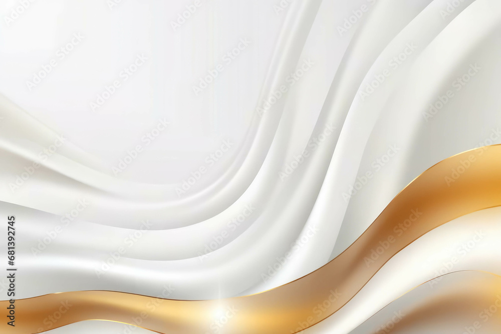 Abstract wavy background. White and gold colors Abstract wavy background. White and gold colors