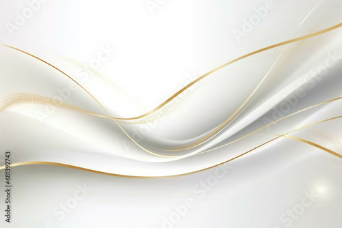 Abstract white background with golden lines.