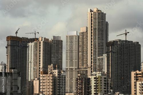 Modern City high-rise skyscraper buildings. Aerial view of the Financial District in Mumbai. Daytime Mumbai City  India.