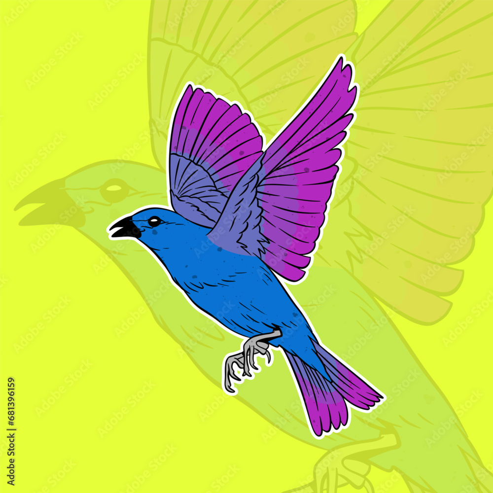 Fototapeta premium flying bird cartoon illustration