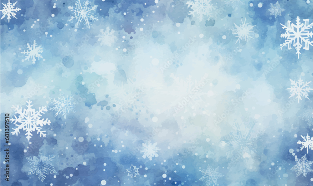 watercolor winter christmas background with snowflakes watercolor winter christmas background with snowflakes