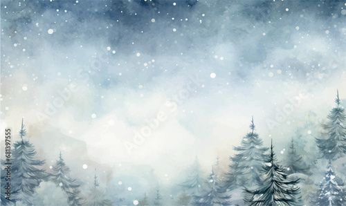 watercolor blue winter background