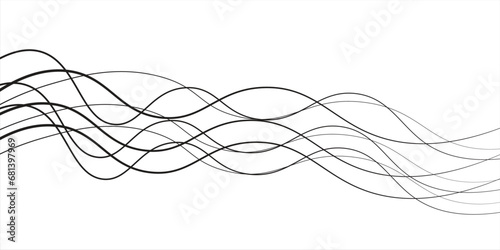 Thin line wavy abstract vector background. Curve wave seamless pattern. Line art striped graphic template. Vector illustration. vector lines waves vector lines