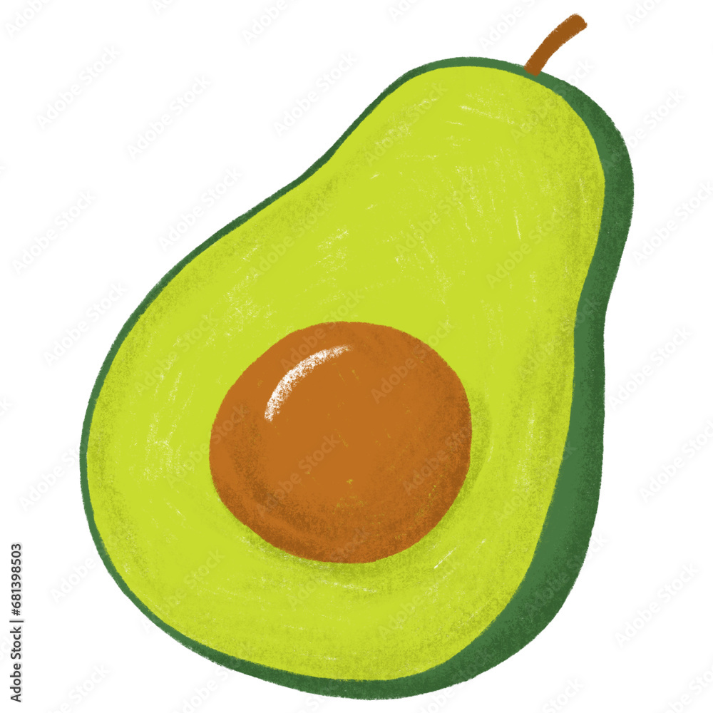 Half avocado hand drawn clipart Half avocado hand drawn clipart