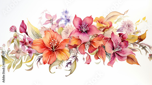 Floral art Watercolor on white isolated background © Lalaland