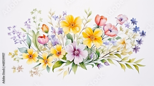 Floral Watercolor. spring floral watercolor on white isolated background