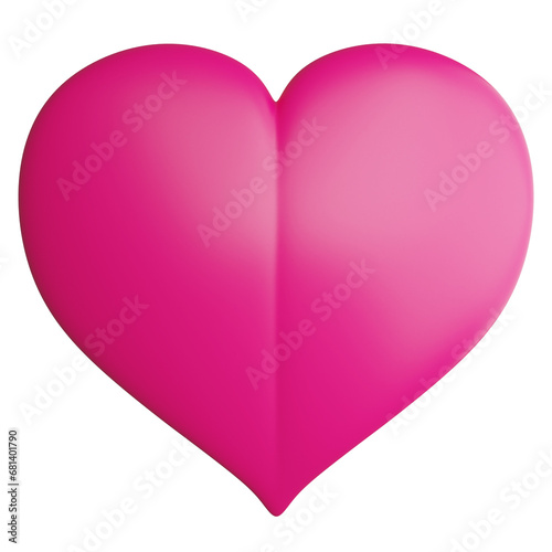 Heart clipart flat design icon isolated on transparent background, 3D render Valentine concept