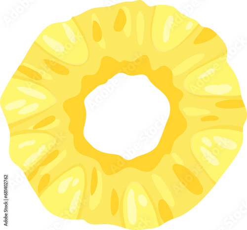 Pineapple, illustrations fruit still life composition, ripe chopped pineapple fruit on transparent, png. cartoon style