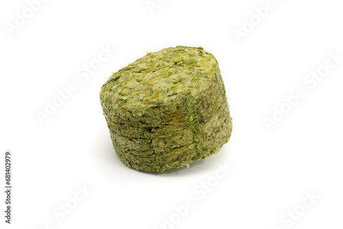 Obraz na płótnie Dried hops - pressed hop pucks photographed on white background - Czech hops from the Žatec region - Czech Republic, Europe w salonie