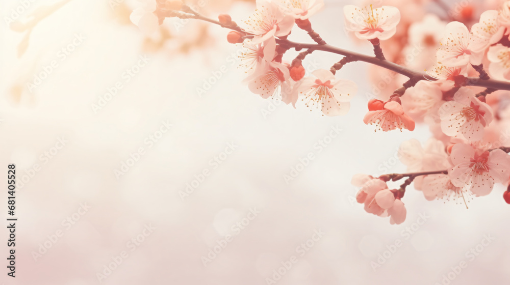 Blossoming apricot tree branches