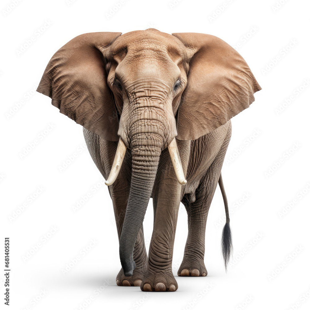 Obraz premium A Elephant full shape realistic photo on white background