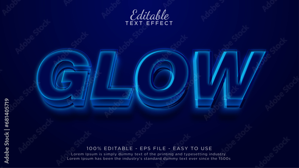 Blue light editable  text effect mockup