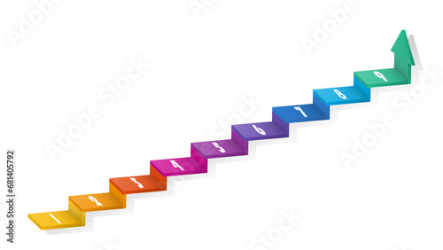 3d stair infographic elements design with 9 options, Steps or processes and marketing can be used for presentation.
