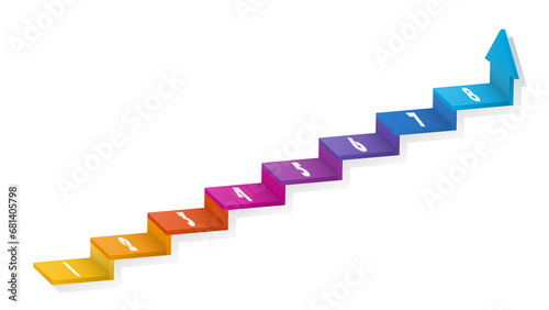 3d stair infographic elements design with 8 options  Steps or processes and marketing can be used for presentation.