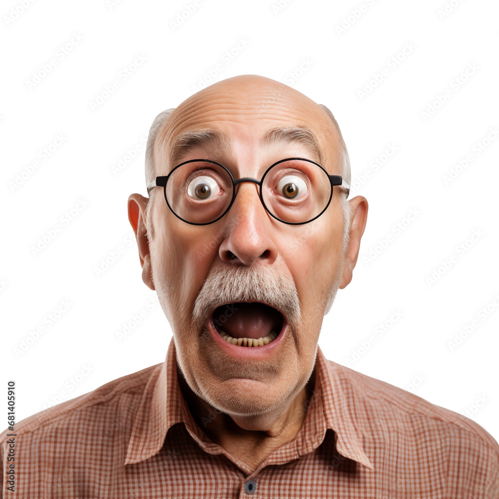 Portrait of a old man screaming with glasses Portrait of a old man screaming with glasses