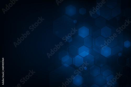 Vector technology futuristic hexagones low polygon geometric. Hi- tech blue bacground.