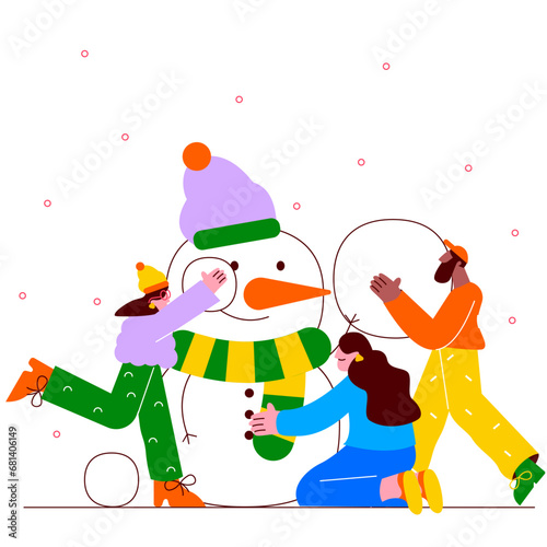Snow fights illustration