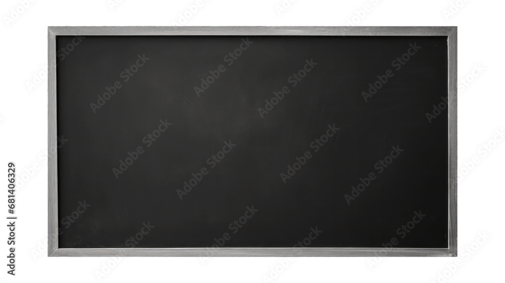 Black chalk blackboard texture background, dark wall backdrop wallpaper, billboard wood frame for adding text, education background, isolated on transparent background, Png files