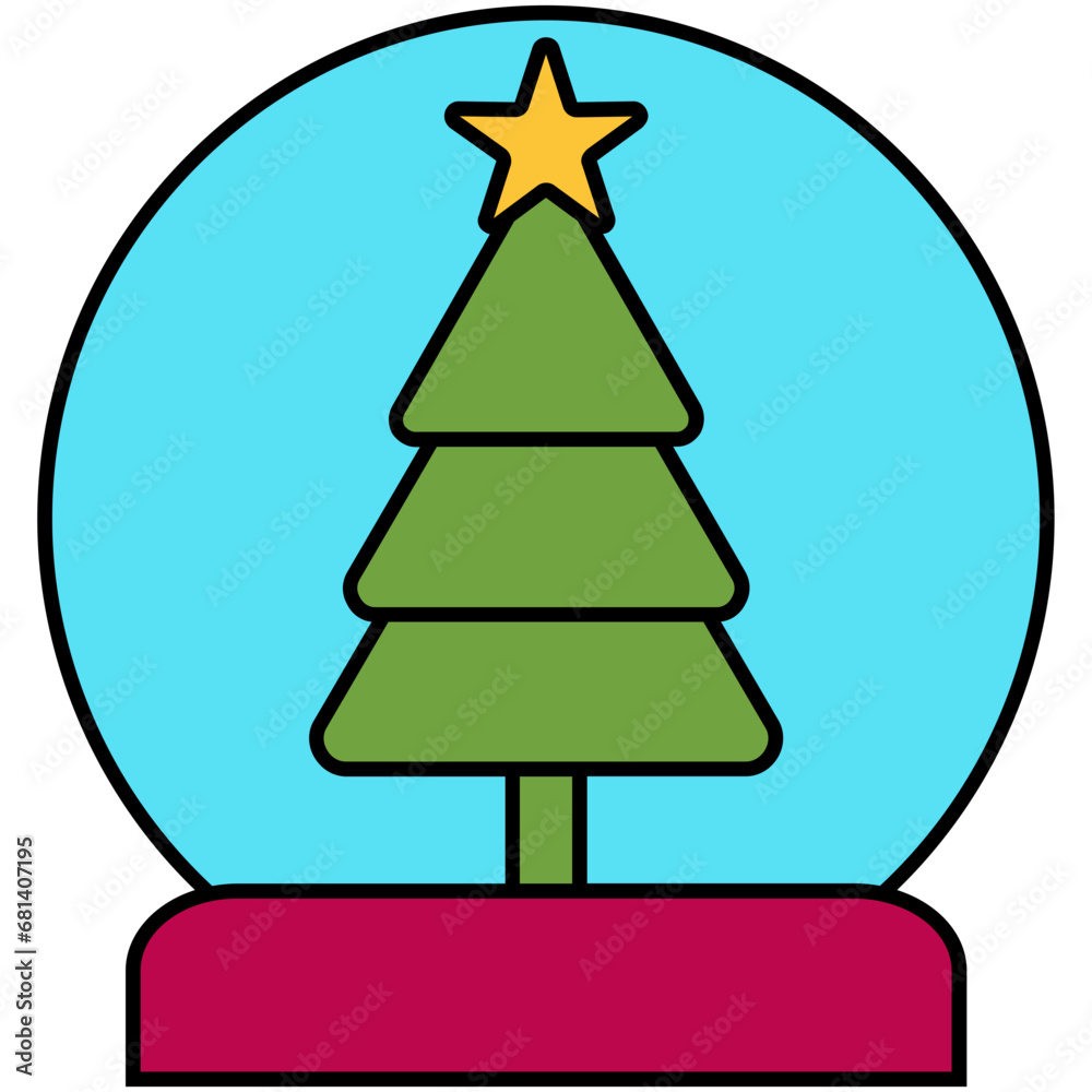 Christmas Tree ball Icon In Outline Fill Flat Design Vector Illustration Christmas Tree ball Icon In Outline Fill Flat Design Vector Illustration