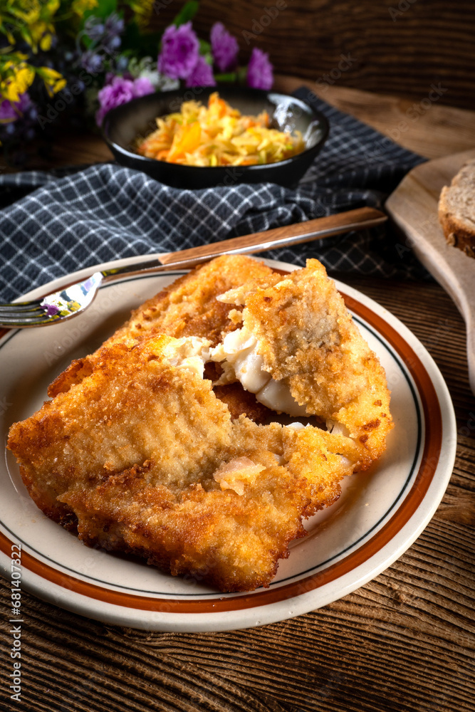 Fried cod fillet. Fried cod fillet.