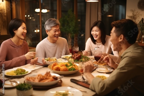 group of people or family in restaurant