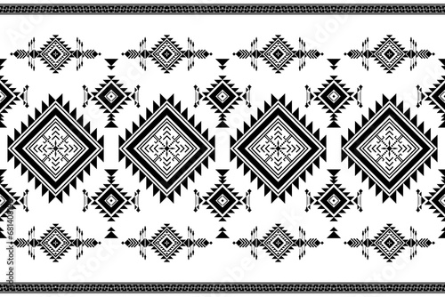 Seamless pattern, Navajo tribe. Native American ornaments, Southwestern national decorating style, Mexican blankets, rugs, sarongs, dresses, curtains, pillows and shawls. White background.