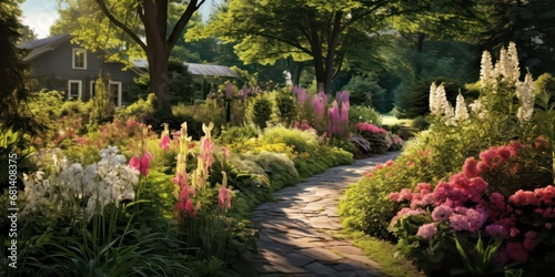 There are gardens layered or compartmentalized design within a larger garden space.