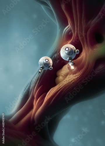 Medical nanorobots, illustration photo