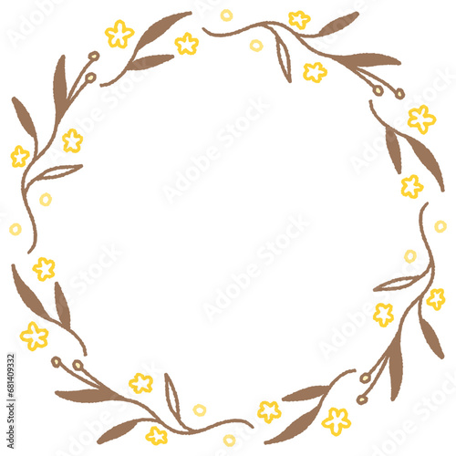 Circle floral daisy flower cute minimal watercolor border frame spring summer wedding day baby shower birthday decoration 