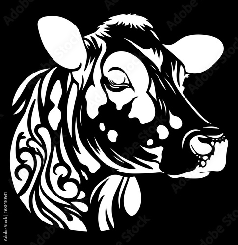 Cow stencil, black and white cow, stencil layout for cutting out a cow