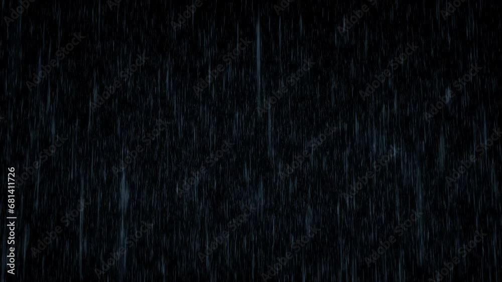 Heavy Rain Falls on Black Background Overlay