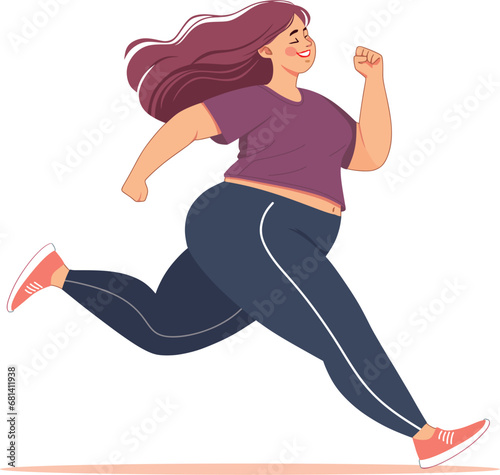 plump girl goes in for sports jogging