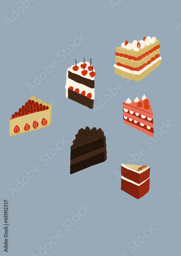 set of cakes