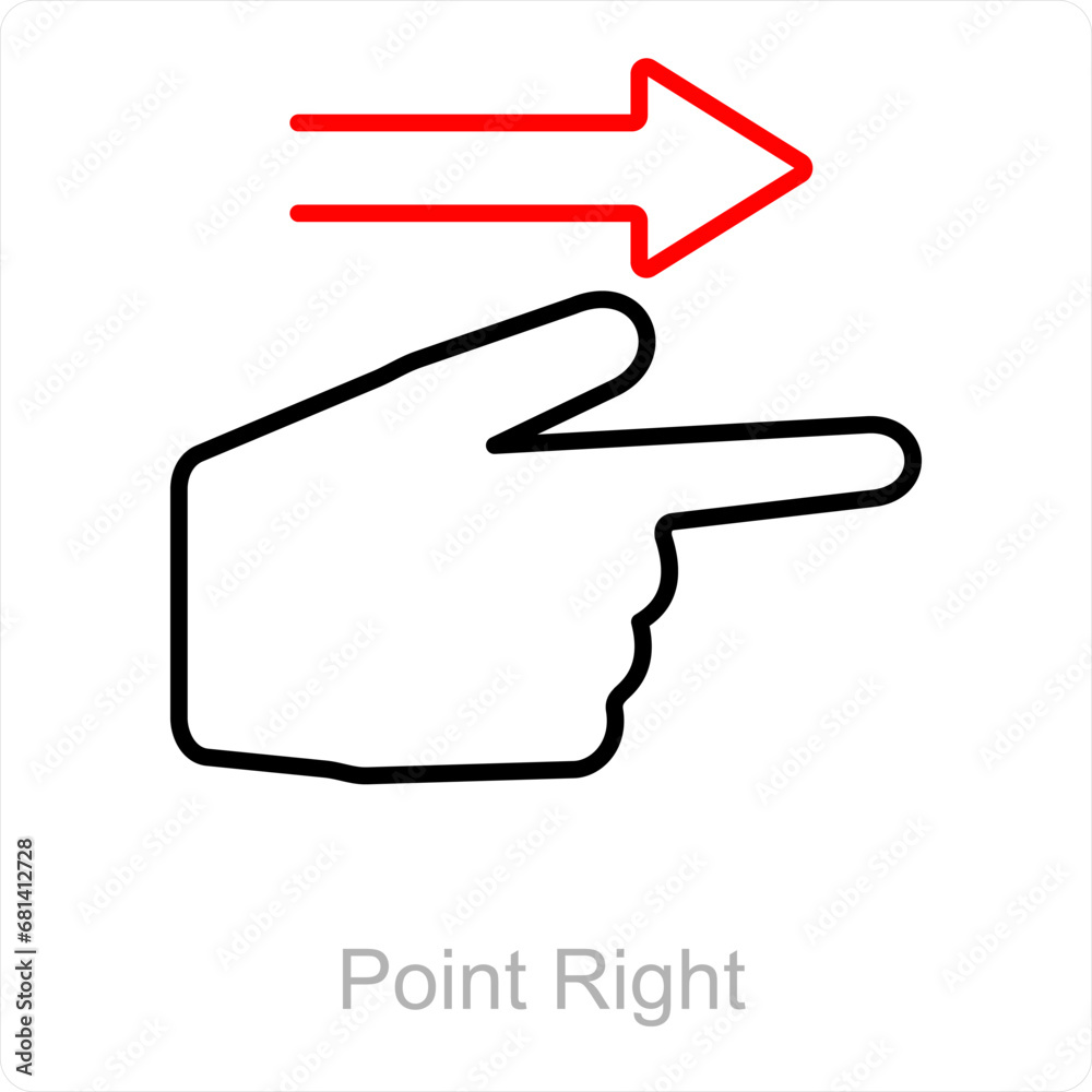 Point Right and way icon concept