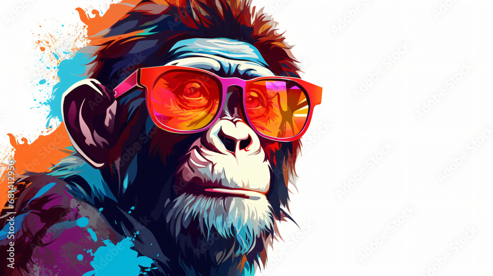 Cartoon colorful monkey