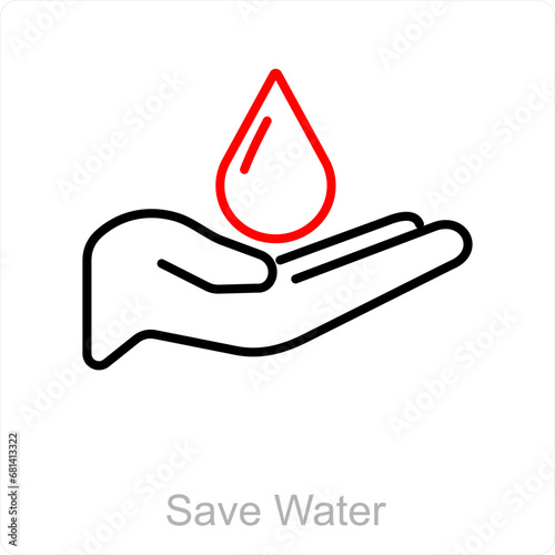 Save Water and water preservation icon concept